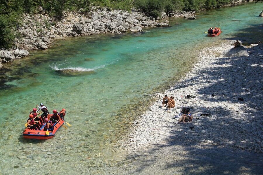 Bovec: Soča River Whitewater Rafting - The swimming stop in the Soča