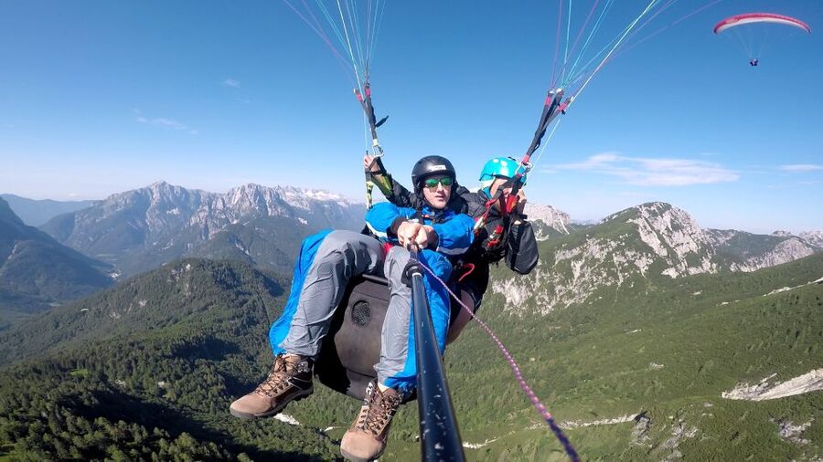 Bovec: Tandem paragliding in Julian Alps - The short takeoff run and first lift