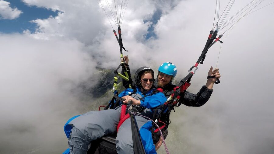 Bovec: Tandem paragliding in Julian Alps - Kanin: the Soča Valley below and Triglav ahead