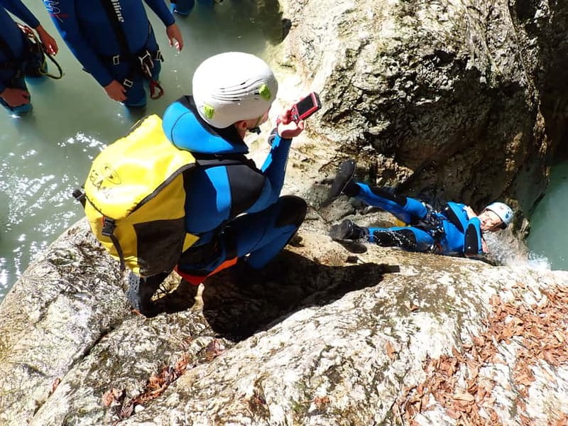 From Bovec: Sušec Stream Canyoning in the Soča Valley - Learning the moves before the first slide