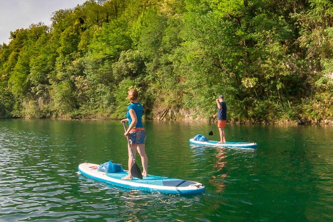 Private Half Day Stand-up Paddle Boarding on the Soča River - Paddling from the lake toward the canyons