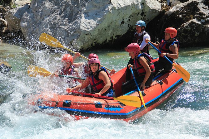 Whitewater Rafting on Soca River, Slovenia - Rapids, calm water, and swimming stops